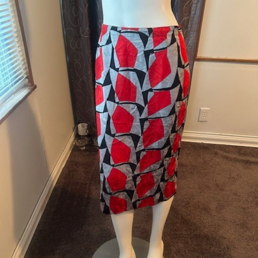 Anne Crimmins for UMI Collection Vintage Red/Black/Gray pencil skirt, size 20